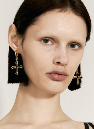 Dolce & Gabbana Creole Earrings With Rhinestone Crosses Gold dol0255029