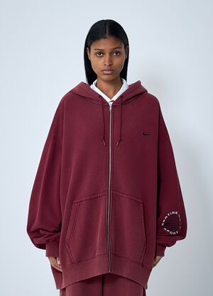 Nike x Martine Rose Logo Motif Hooded Zip-Up Sweatshirt Red nik0362112