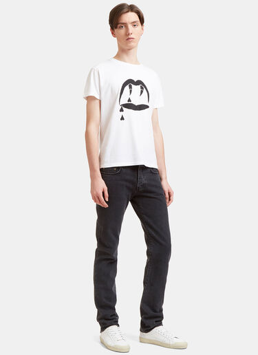 Saint Laurent Blood Luster Mouth Print Crew Neck T-Shirt White sla0128050