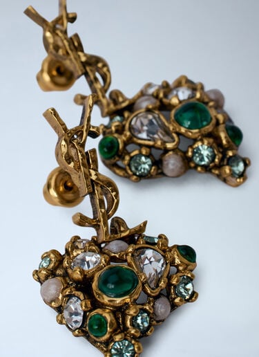 LN-CC® - Saint Laurent: Embellished Drop Earrings - Gold Saint Laurent Embellished Drop Earrings Gold sla0264020