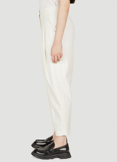 Alexander McQueen Exaggerated Pleat Tailored Trousers White amq0248008
