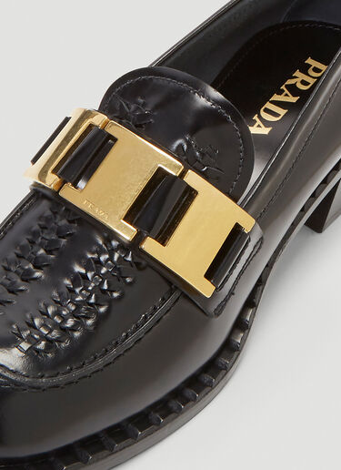 Prada Buckle Moccasin Shoes Black pra0240009