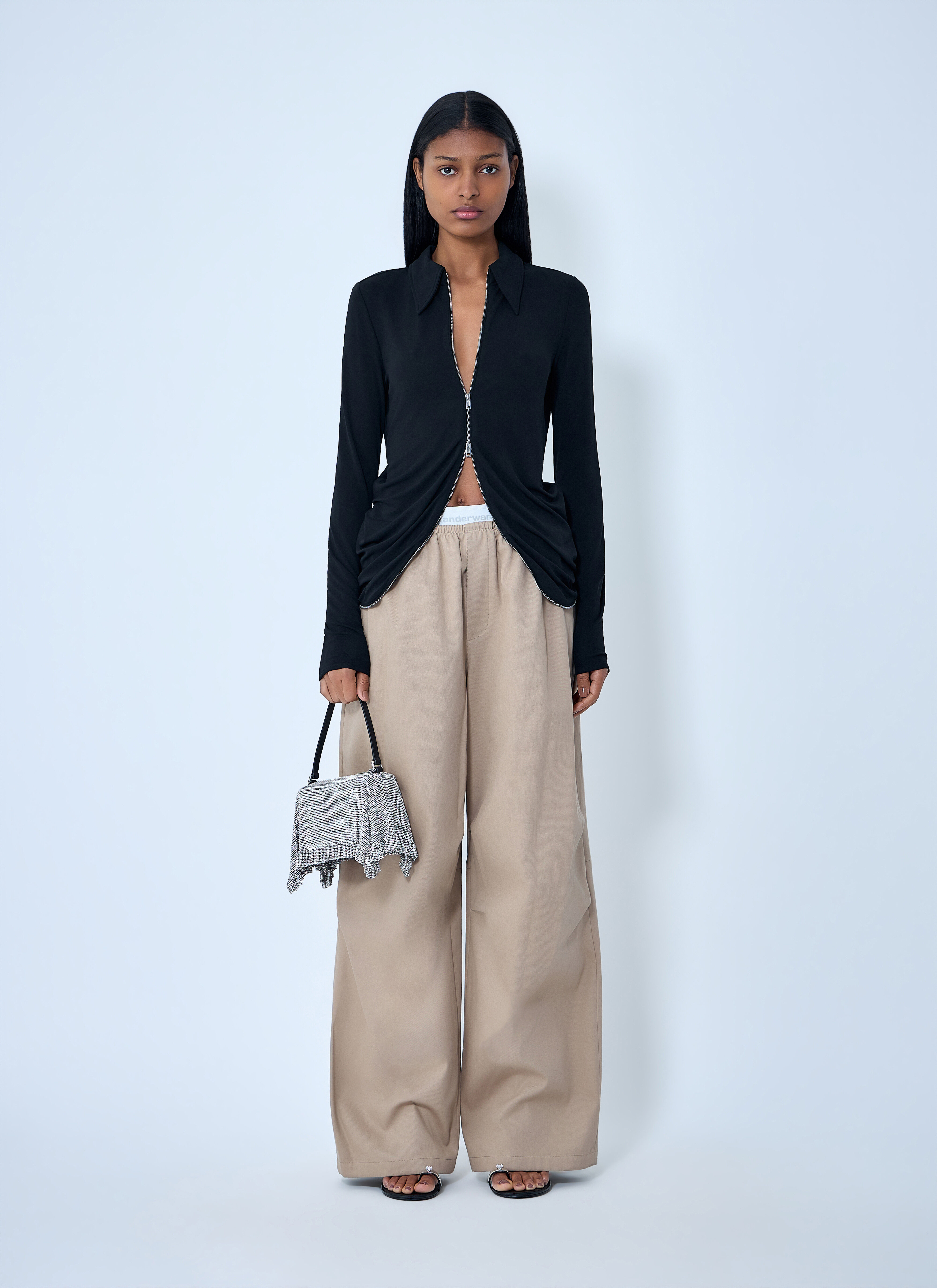 Alexander Wang Women's' Zip-Front Collared Top in Black | LN-CC®