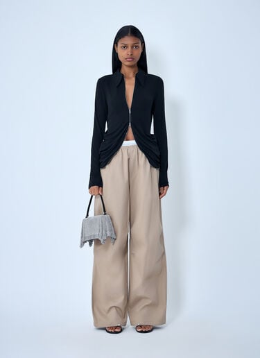 Alexander Wang Zip-Front Collared Top Black awg0263005