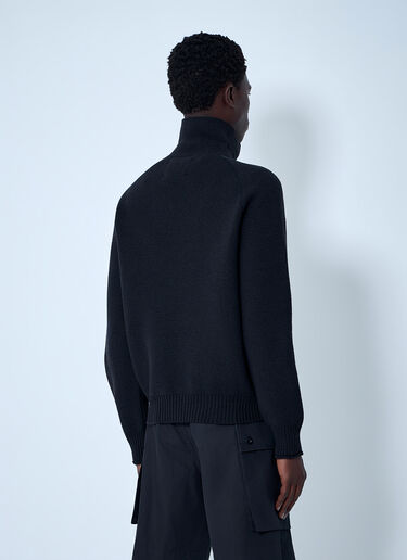 Margaret Howell High Neck Wool Zip Sweater Black mhl0164001