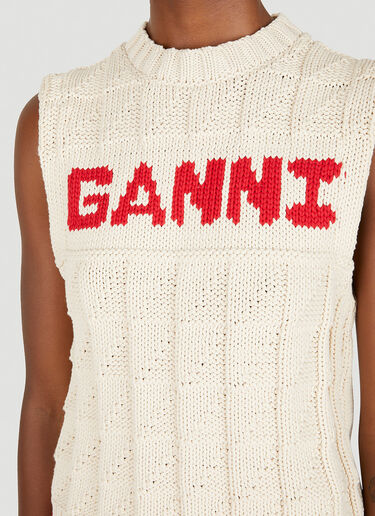 GANNI Logo Intarsia Vest Cream gan0251014