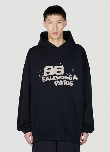 Balenciaga 페인티드 로고 후드 스웨트셔츠 블랙 bal0151007