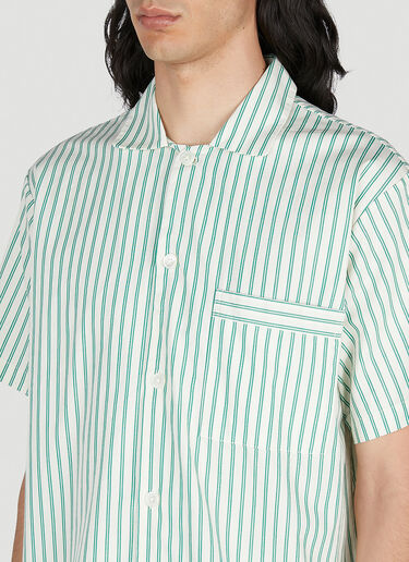 Tekla Clover Stripe Short Sleeve Pyjama Shirt Green tek0353016