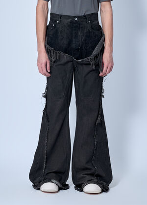 Rick Owens DRKSHDW Shredded Denim Slivered Bootcut Jeans Dark Grey drk0166008