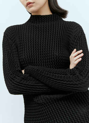 Issey Miyake 스펀지 BK/WT-28 긴팔 탑 블랙 ism0255005