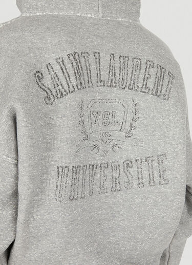 Saint Laurent Distressed Hooded Sweatshirt Grey sla0249009
