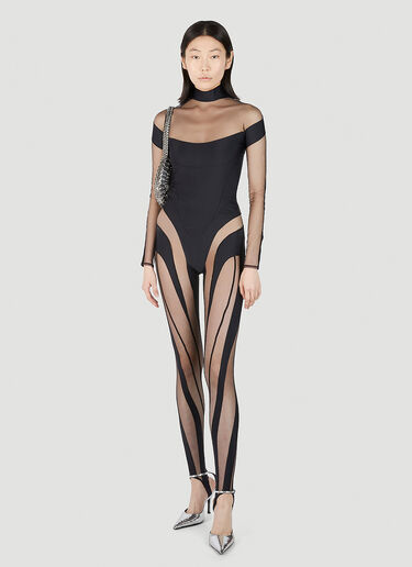 Mugler Cut Out Illusion Bodysuit Black mug0251032