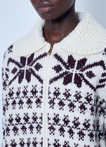 LN-CC® - Moncler: Fair Isle Zip Cardigan - Light Beige Moncler Fair Isle Zip Cardigan Light Beige mon0266047