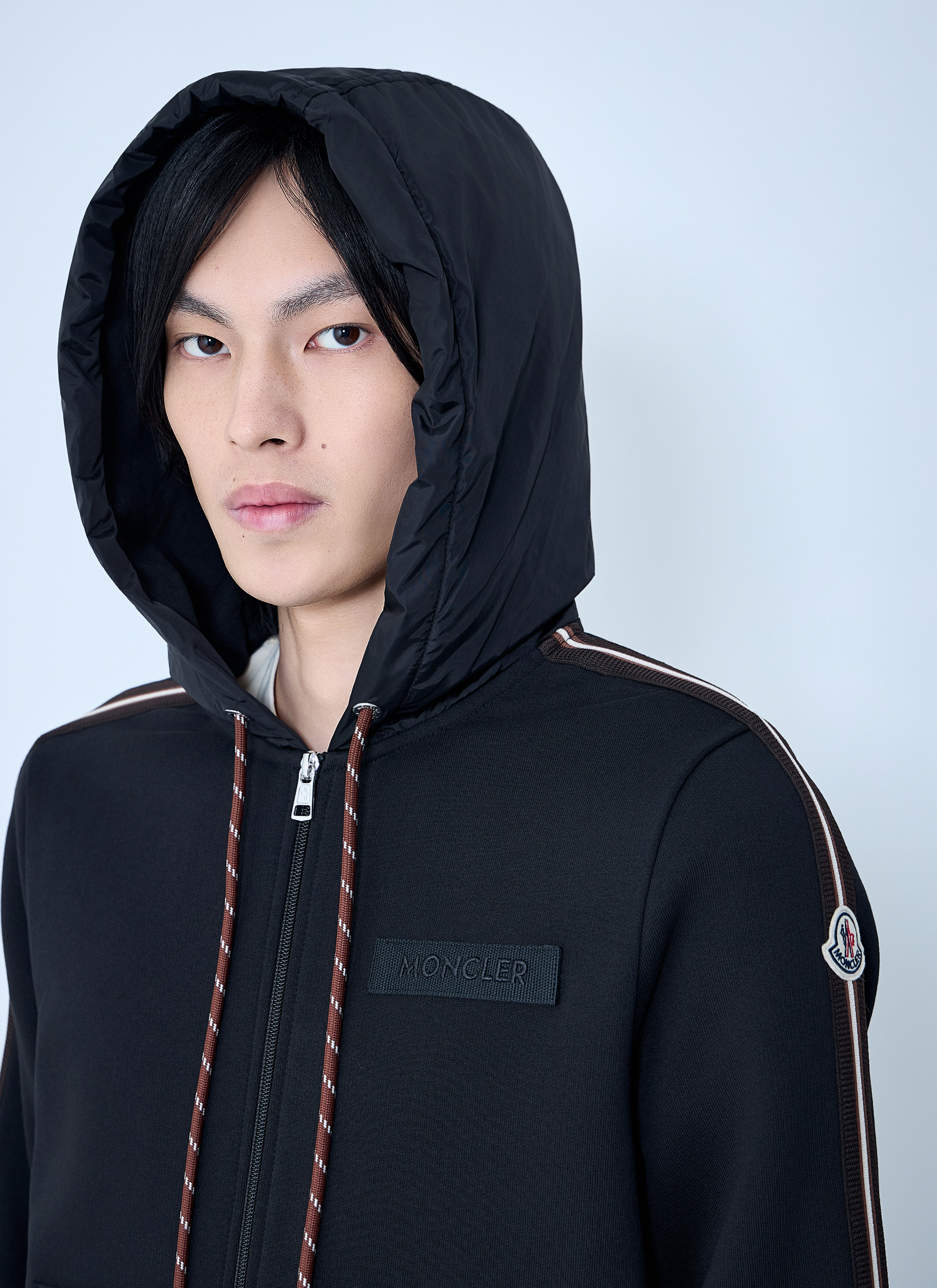 Moncler Men's' Zip-Up Hoodie with Logo Detail in Black | LN-CC®