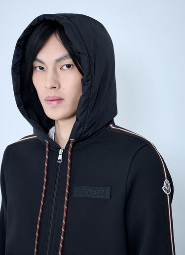 Moncler Zip-Up Hoodie with Logo Detail Black mon0164035