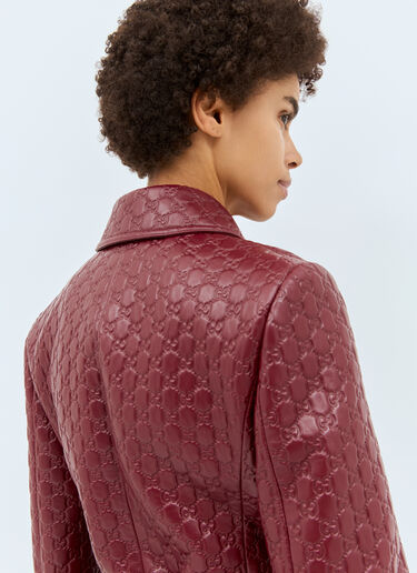 Gucci Interlocking G Leather Jacket Red guc0258008
