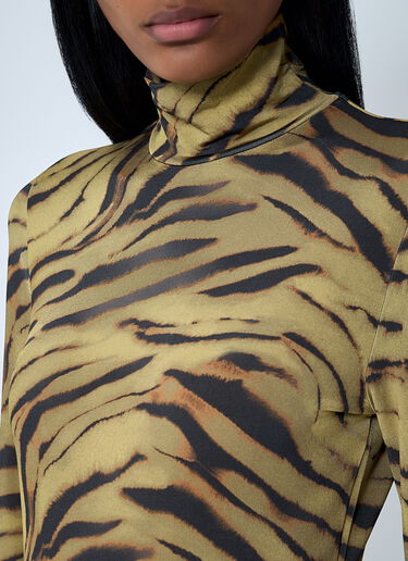 Printed Mesh Top GANNI Printed Mesh Top Khaki gan0262011