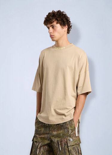 LN-CC® - Palm Angels: Classic Logo Oversized T-Shirt - Beige Palm Angels Classic Logo Oversized T-Shirt Beige pma0166271