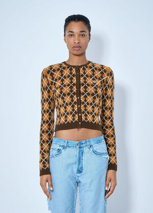 Acne Studios Argyle Knit Cardigan Orange acn0265062