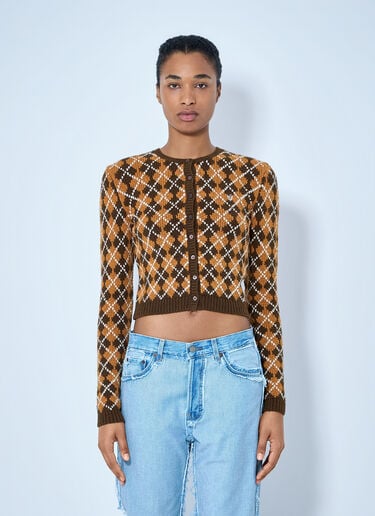 LN-CC® - Acne Studios: Argyle Knit Cardigan - Orange Acne Studios Argyle Knit Cardigan Orange acn0265062