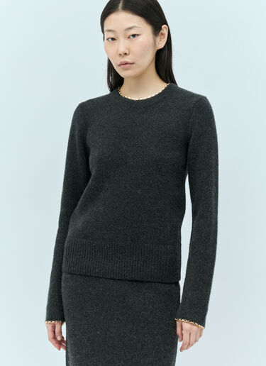 TOTEME Chain-Edge Knit Sweater Grey tot0255027