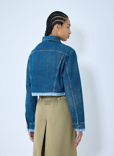 Miu Miu Contrast Hem Denim Jacket Blue miu0260013
