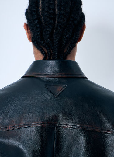 Prada Leather Bomber Jacket Black pra0160001
