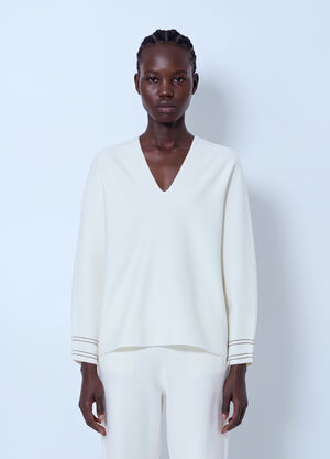 Max Mara V-Neck Knit Top White max0266020