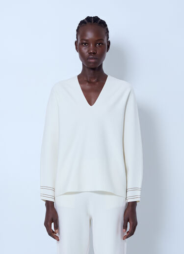 Max Mara V-Neck Knit Top White max0266020