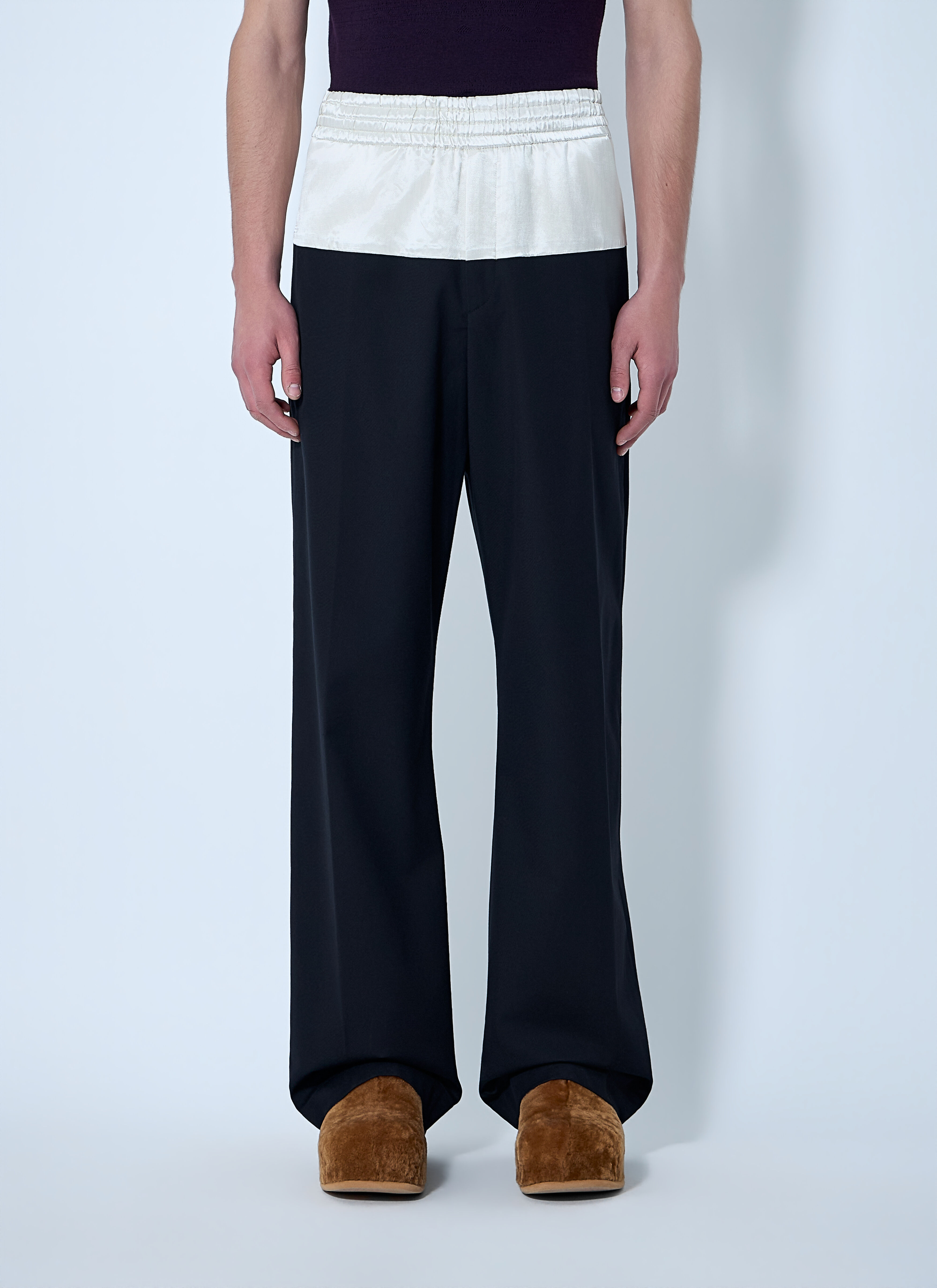 Dries Van Noten Men's' Drawstring Wide-Leg Trousers in Black | LN-CC®