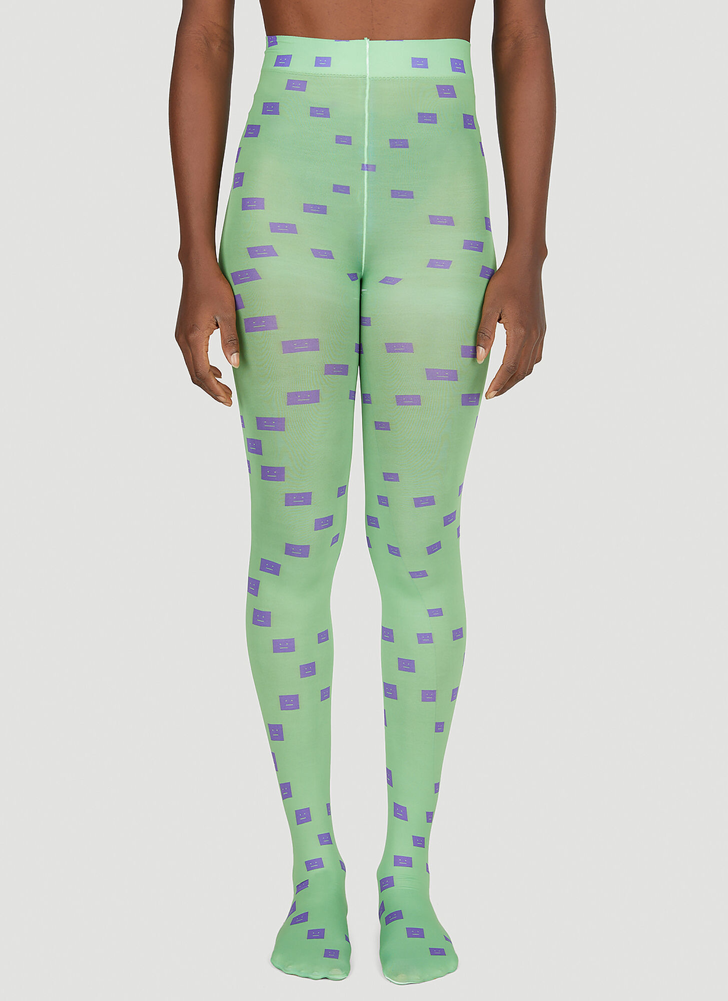 Acne Studios Face Patch Tights In Green