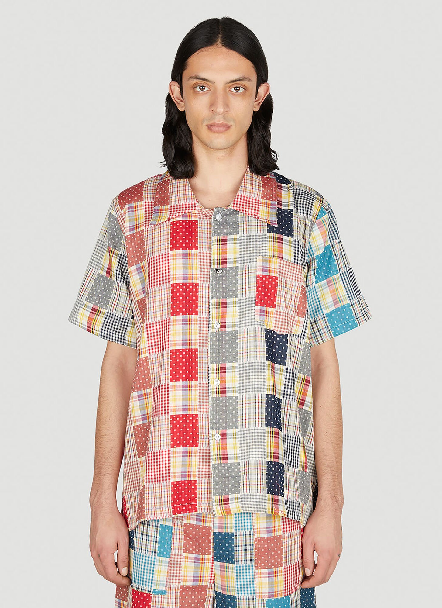 (d)ivision Patchwork Check Shirt In Red