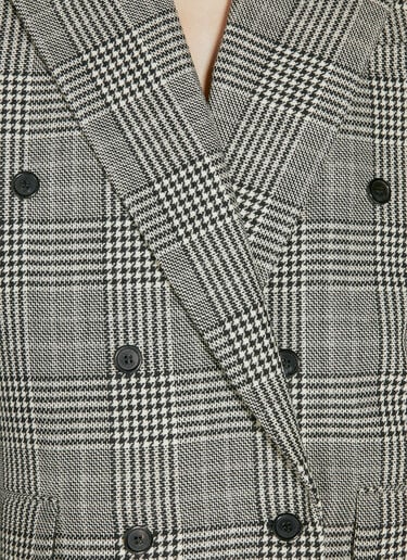Saint Laurent Oversized Prince Of Wales Wool Blazer Grey sla0254030