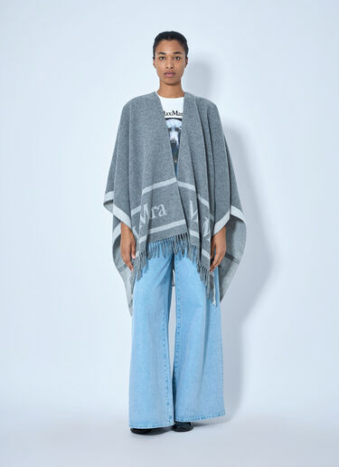 Max Mara Woven Fringe Poncho Grey max0265091