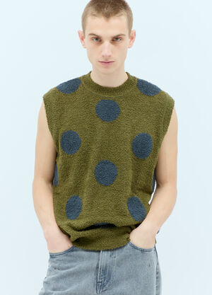 Brain Dead Teddy Fur Dot Knit Sweater Vest Green bra0156016