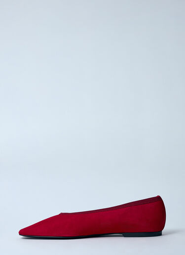TOTEME Minimalist Suede Ballerina Flats Red tot0260019