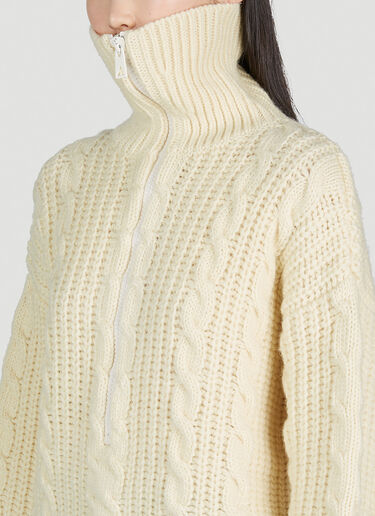 Bottega Veneta Cable Knit Zip Cardigan Cream bov0251144