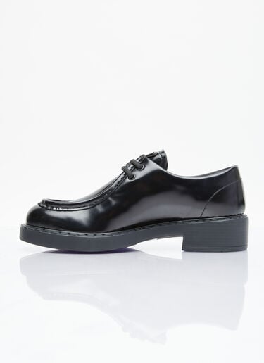 Prada Brushed Leather Lace-Up Shoes Black pra0254025
