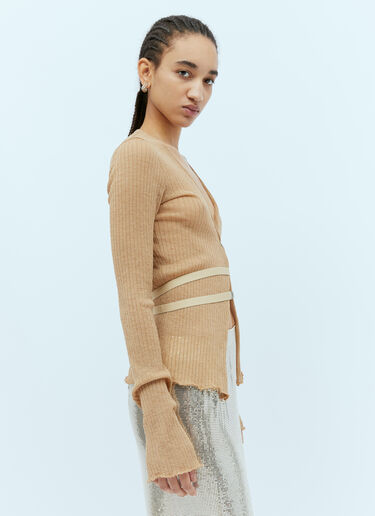 Wool-Blend Rib Knit Cardigan Sportmax Wool-Blend Rib Knit Cardigan Beige spx0254011