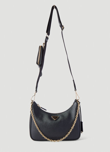 Prada Re-Edition Saffiano Shoulder Bag Black pra0245073