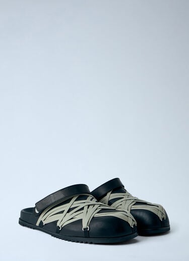 Rick Owens Megalace Mule Granola Flats Black ric0163036