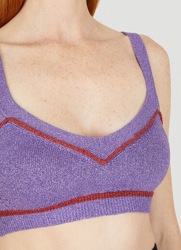 LN-CC® - Paco Rabanne: Metallic Knit Crop Top - Purple Paco Rabanne Metallic Knit Crop Top Purple pac0251009