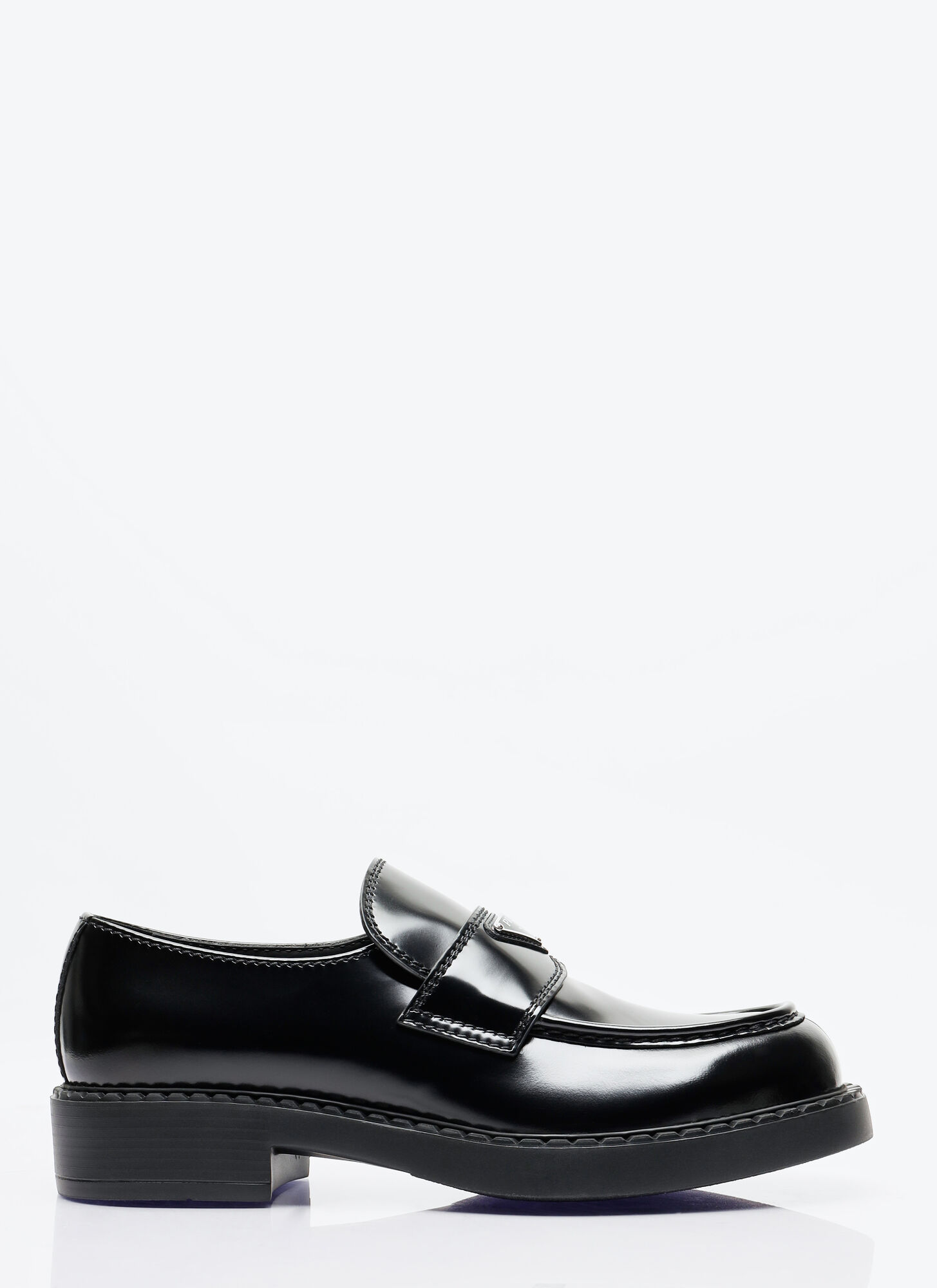 Shop Prada Chocolate Loafers In Black