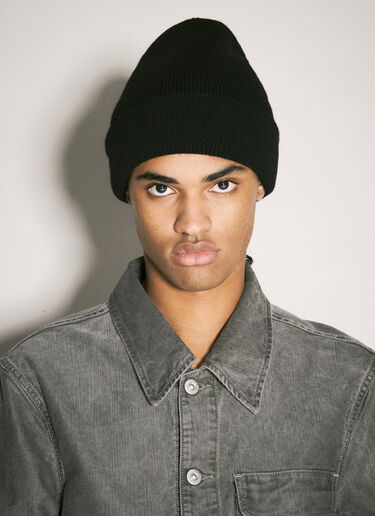 Our Legacy Wool Knit Beanie Hat Black our0358010