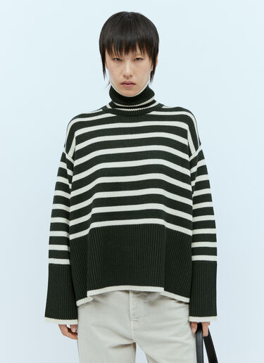 TOTEME シグネチャーストライプロールネックセーター グリーン tot0254021
