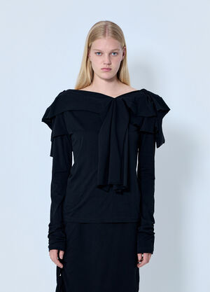 Yohji Yamamoto Supima Single Jersey Big Collar Top Black yoy0264009