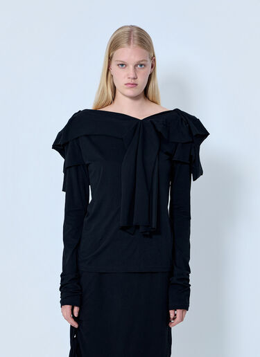 Yohji Yamamoto Supima Single Jersey Big Collar Top Black yoy0264009
