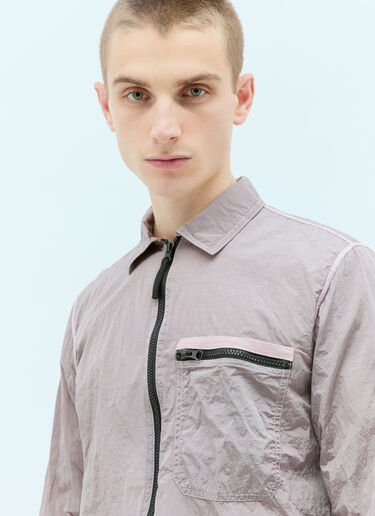 Stone Island 徽标贴饰皱面衬衫外套 粉色 sto0156051
