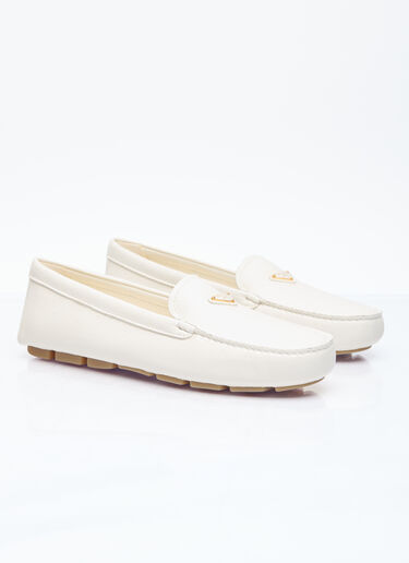 Prada Driver Leather Loafers Beige pra0256018