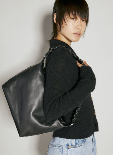 KARA XL Lattice Pouch Shoulder Bag Black kar0253001